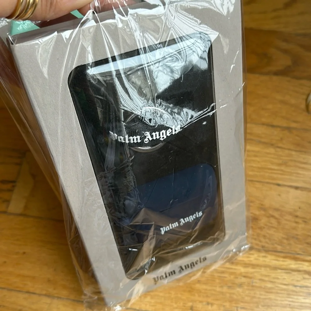 Palm Angels Classic Logo Airpod Case Navy Blue & White